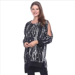 HOST PICK! Cold Shoulder Splash Tunic - Black